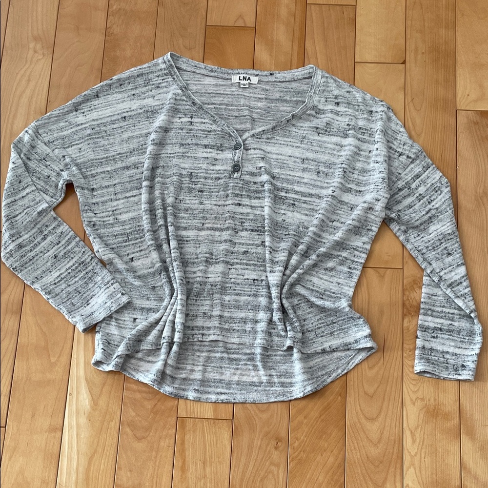 M. LNA Boxy Heathered Gray Long Sleeve Top REVOLVE